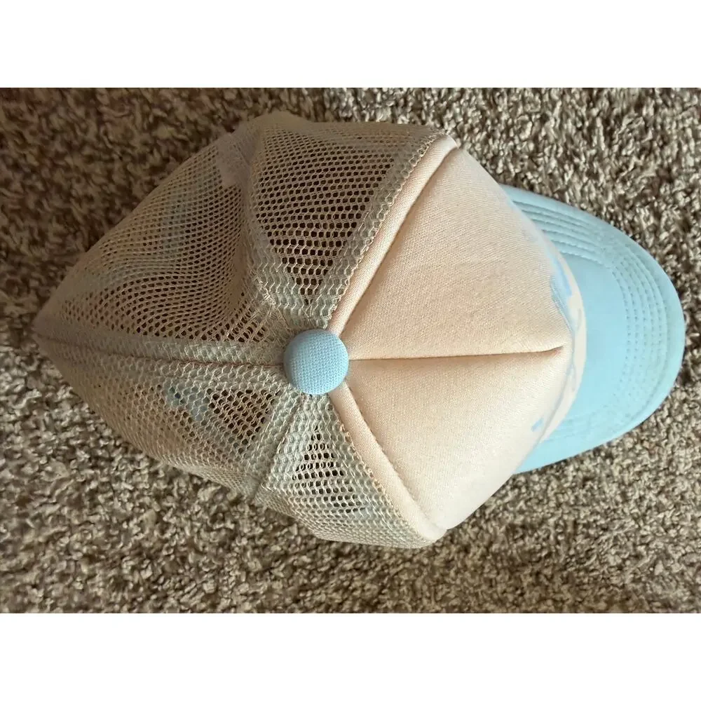 Coastal Granddaughter Pastel Seashell Bows Foam Trucker Hat Blue Mesh Snapback